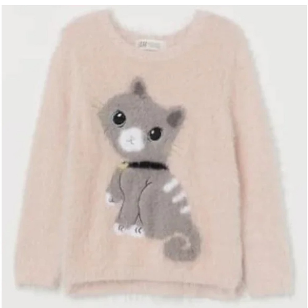 H&M Girl’s 4-6 Cozy Furry Sweater with Animal Design